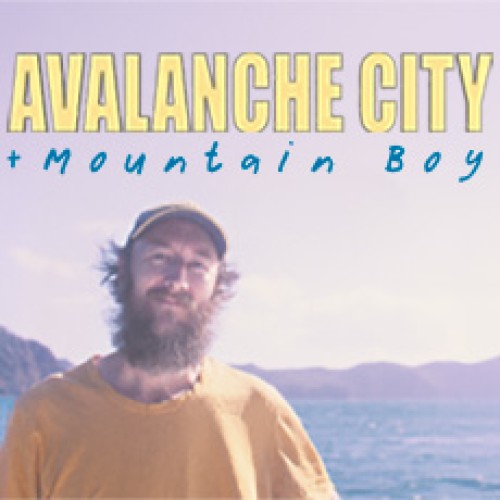 Image of Musician Mountain Boy with a sunset mountain background, text reads 'Avalanche City + Mountain Boy'